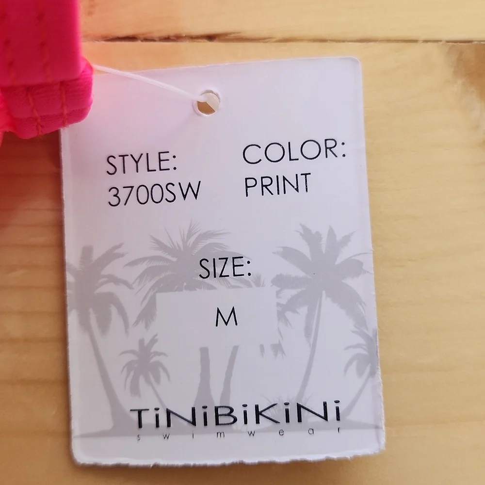 TINIBIKINI Swimwear 2 Pc Swimsuit Crop Top And Bottom Neon Floral M - Picture 7 of 12